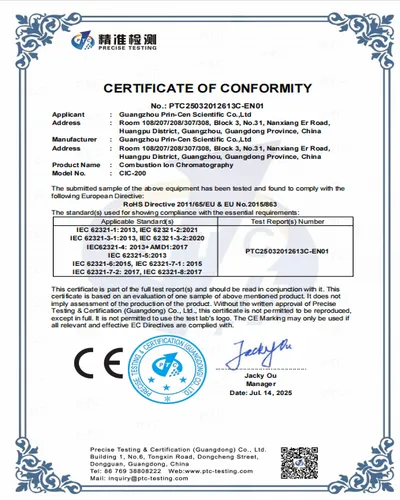 CE Certificate Rohs Cic 200